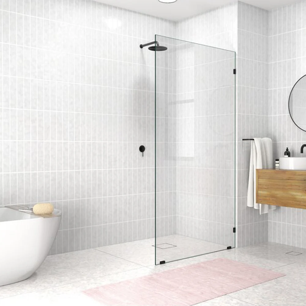 Customization luxury shower rooms heavy floor mount fixed bathroom glass shower doors