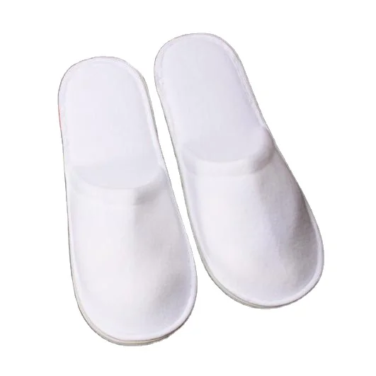 Disposable Waffle Indoor Spa Slippers Soft Cotton Hotel Slippers Non-Slip EVA Sole White Closed Toe Home Slipper