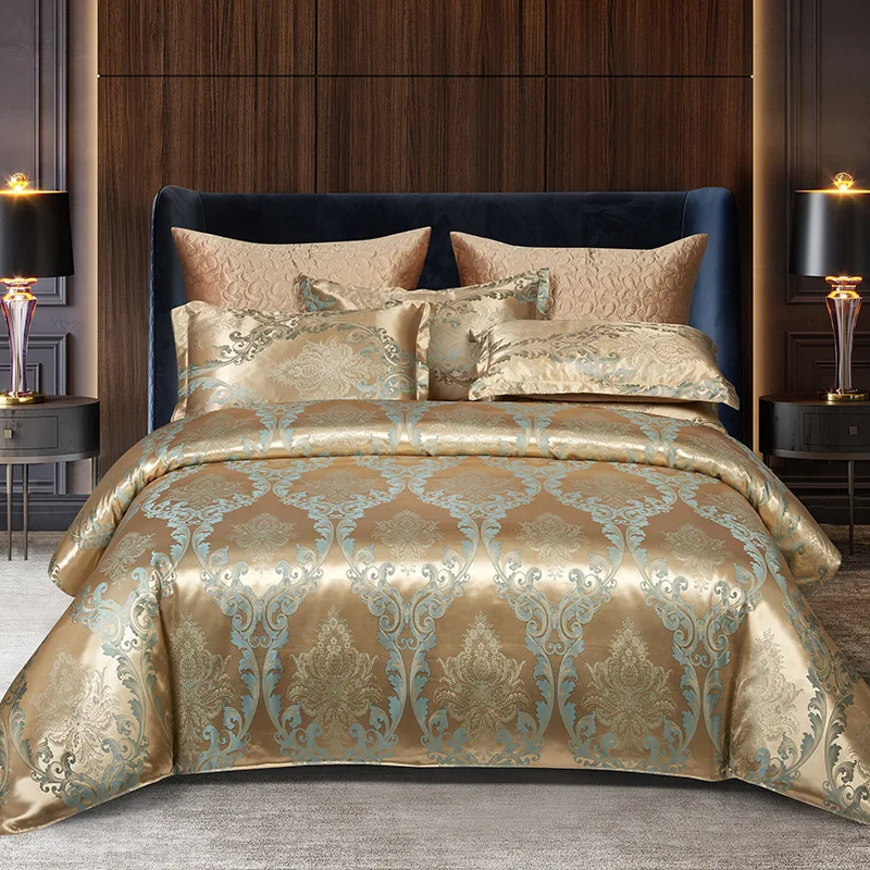 Factory Direct Supply European Style Tribute Silk Four-Piece Jacquard Beddings Bedding Four-Piece Set Wholesale