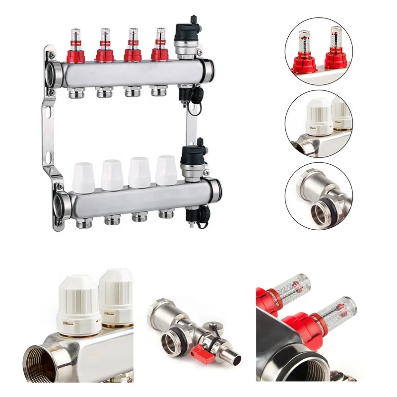 2019 China wholesale high quality underfloor heating 304 Stainless Steel Water Manifold Pipe 2-12 port