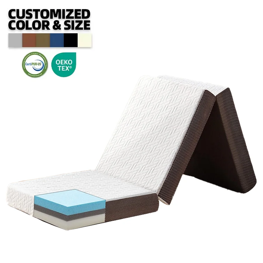 Top popular Custom High Density memory foam folding mattress well Hypo-allergenic Memory Foam foldable Mattress pad