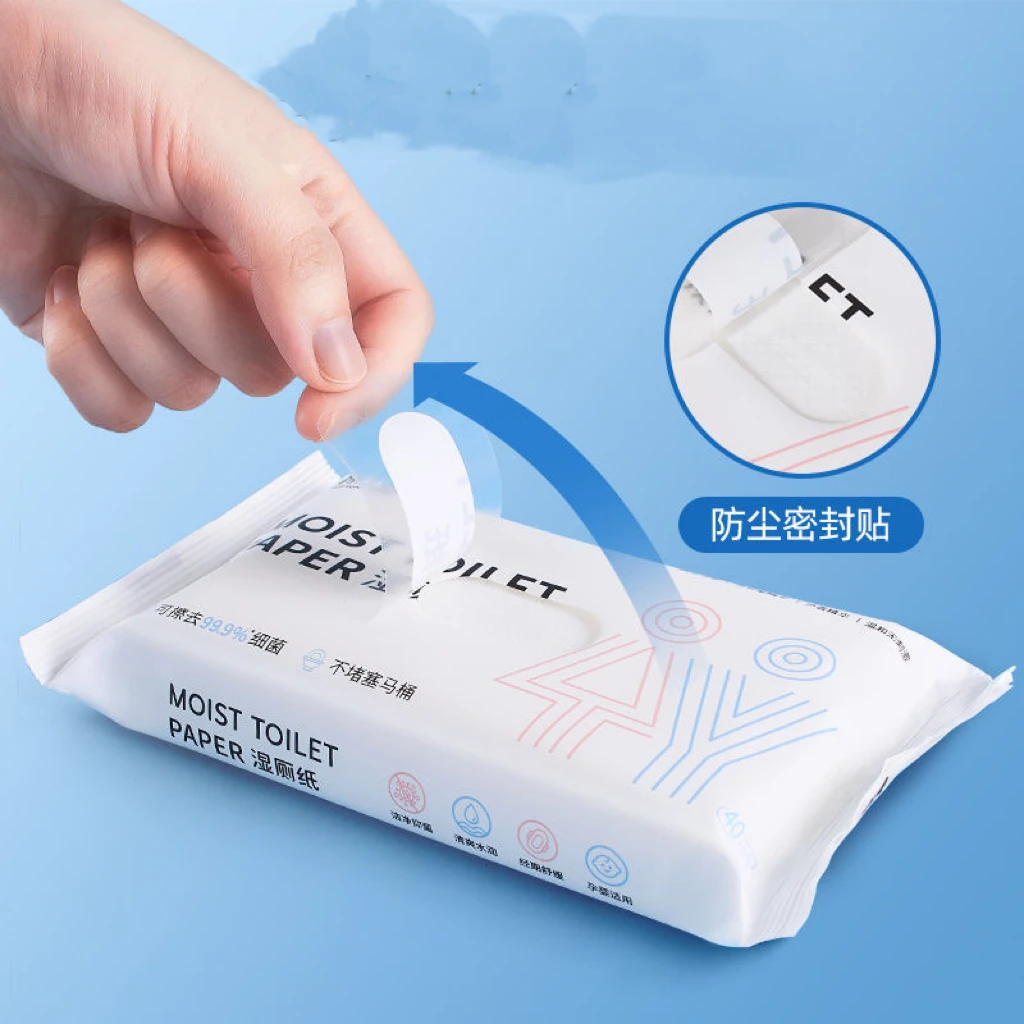 Moist Toilet Paper for Gentle Clean Soft Biodegradable Wet Wipes Hypoallergenic Eco-Friendly Flushable Tissue for Sensitive Skin