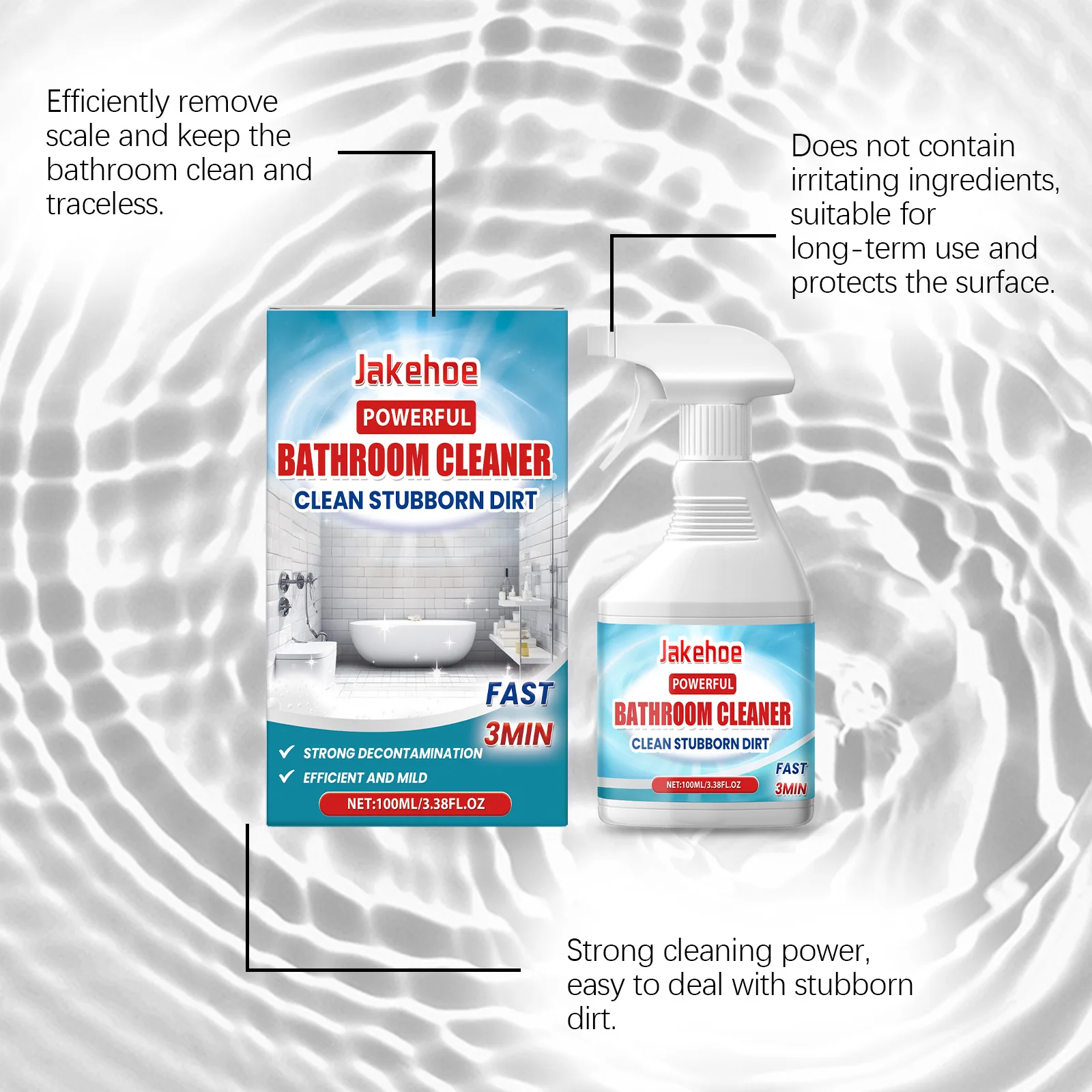 Hot selling Jakehoe toilet bathtub mild formula efficient stain removal stubborn scale odor removal bathroom cleaner