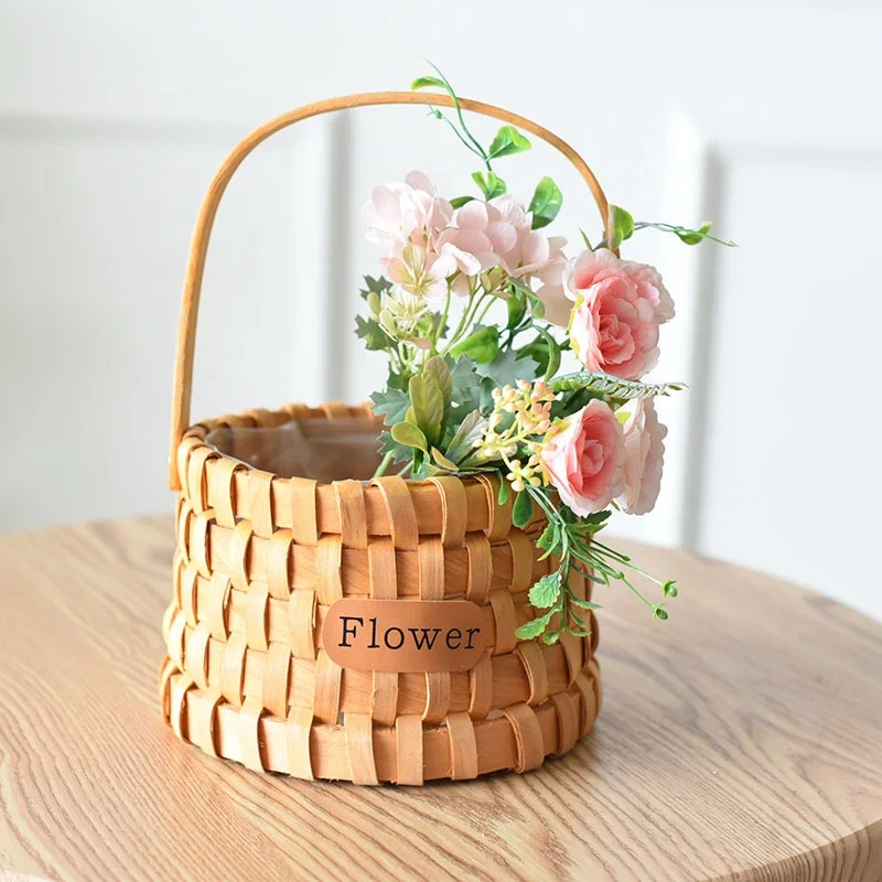 Flower Girl Basket Wedding Bamboo Woven Basket for Flowers