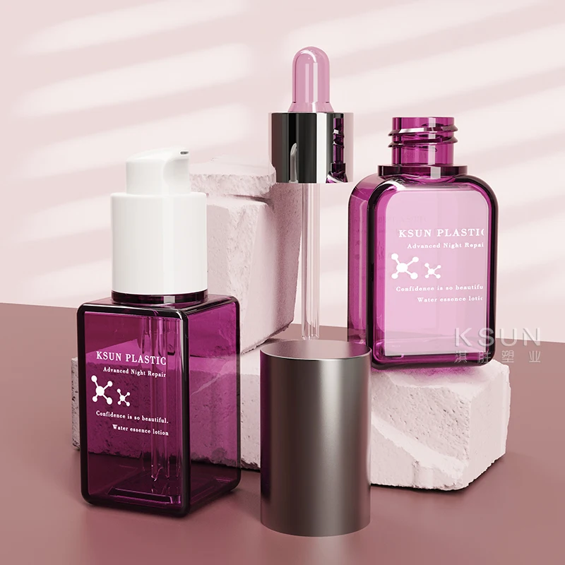 Оптовая продажа индивидуальные квадратные круглые флаконы-капельницы PETG для косметики ухода за кожей 1 унция эфирного масла уникальная бутылка-капельница сыворотки 30