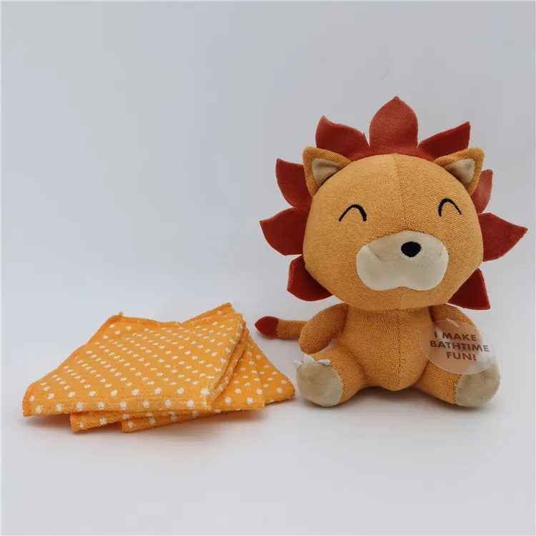 Baby 4 Piece And Sleep Knitted Toy and baby washcloths Set Newborn Baby Gift Set