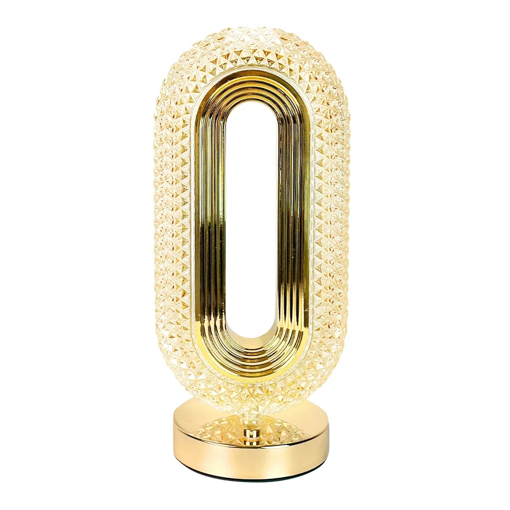 Modern Gold Crystal Lamp USB Rechargeable Touch Control Luxury Table Lamps for Bedroom Home Restaurant Decor