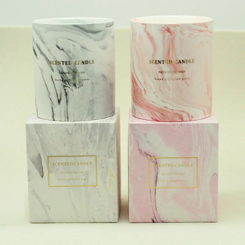 Custom Ceramic Concrete Candle Jar with color box