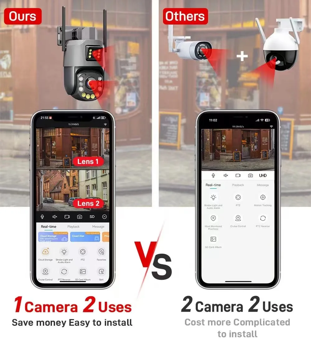 60W 30AH 6mp solar camera 360 ptz 69x zoom 4g solar street light with camera outdoor Dual Lens CCTV wireless security camera