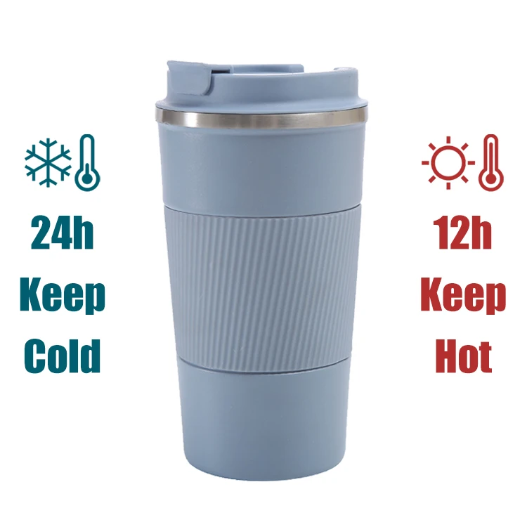 Stainless Steel Vacuum Cup Mug Custom logo Reusable Travel Coffee Tumbler With Silicone Sleeve Thermos Thermal Insulated Double