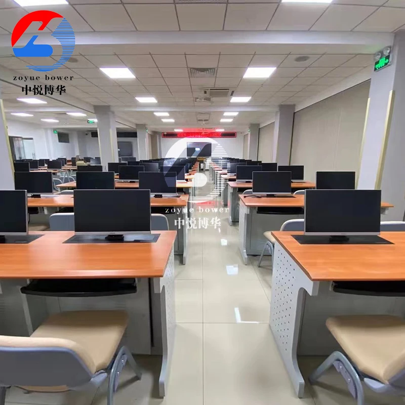 electric motorized monitor lift computer desk school classroom training table