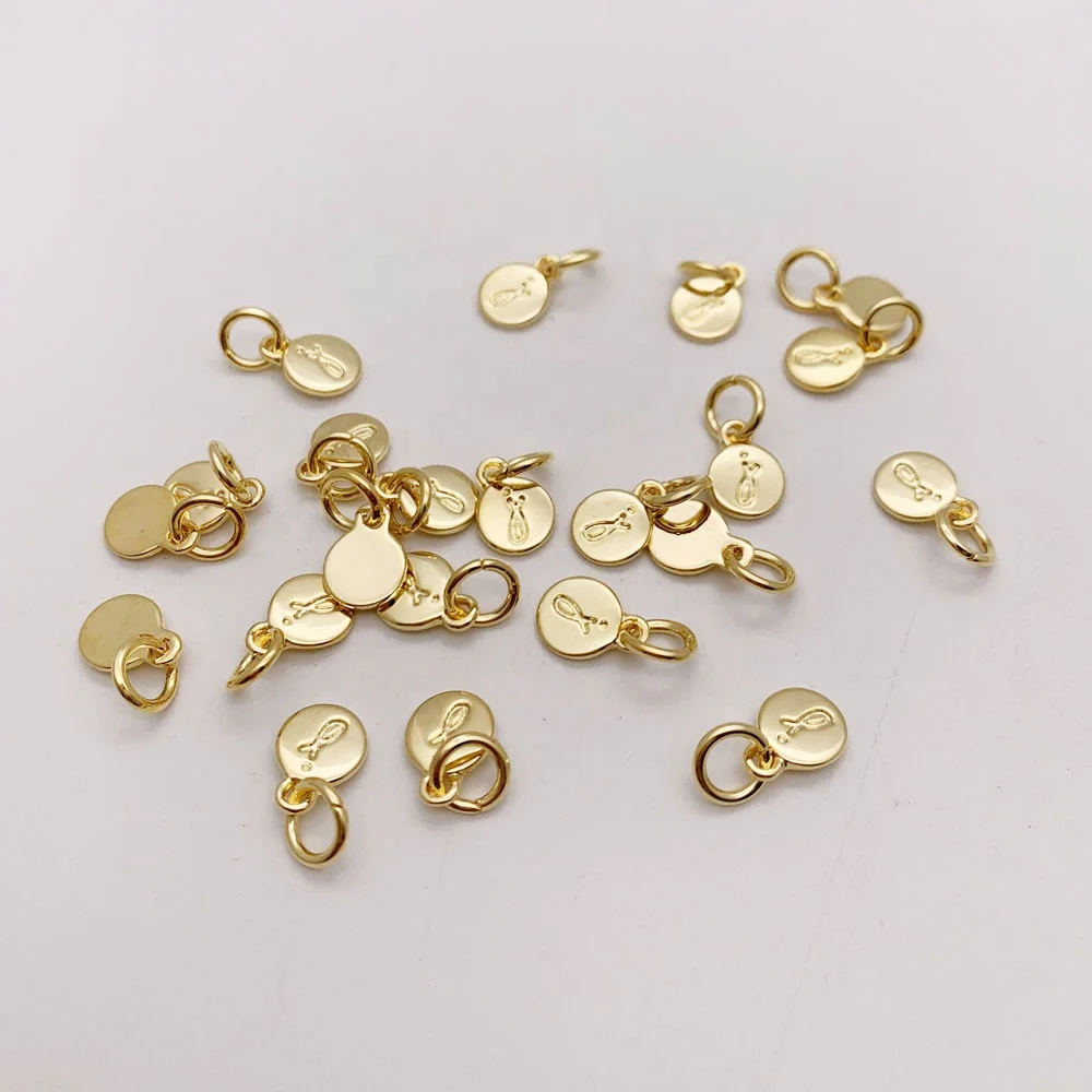 flat blank small jewelry tags 18k gold custom logo charm pendant tags for DIY jewelry making