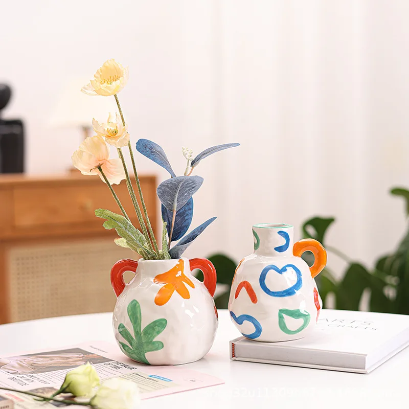 Ручная роспись Новый стиль Мода керамическая ваза для цветов горшки украшения дома
