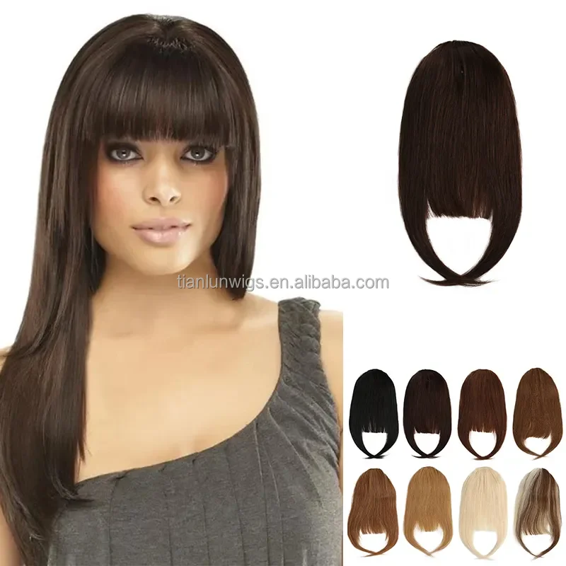 Remy Human Hair Bangs 3 Clips 3D Blunt Cut Natural Hair Fringe Black Brown Blonde Clip In Bangs OverHead Clip on Hair Extension