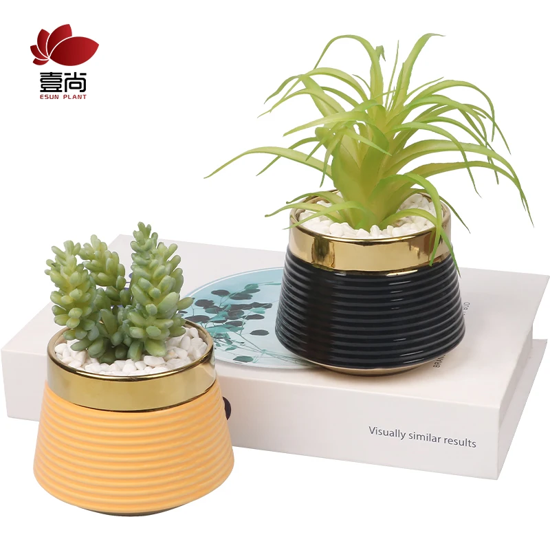 ES1348 Factory Direct High Quality Green Individual Mini  Fake Artificial Succulent Plant Bonsai Hotel Home  office Decoration