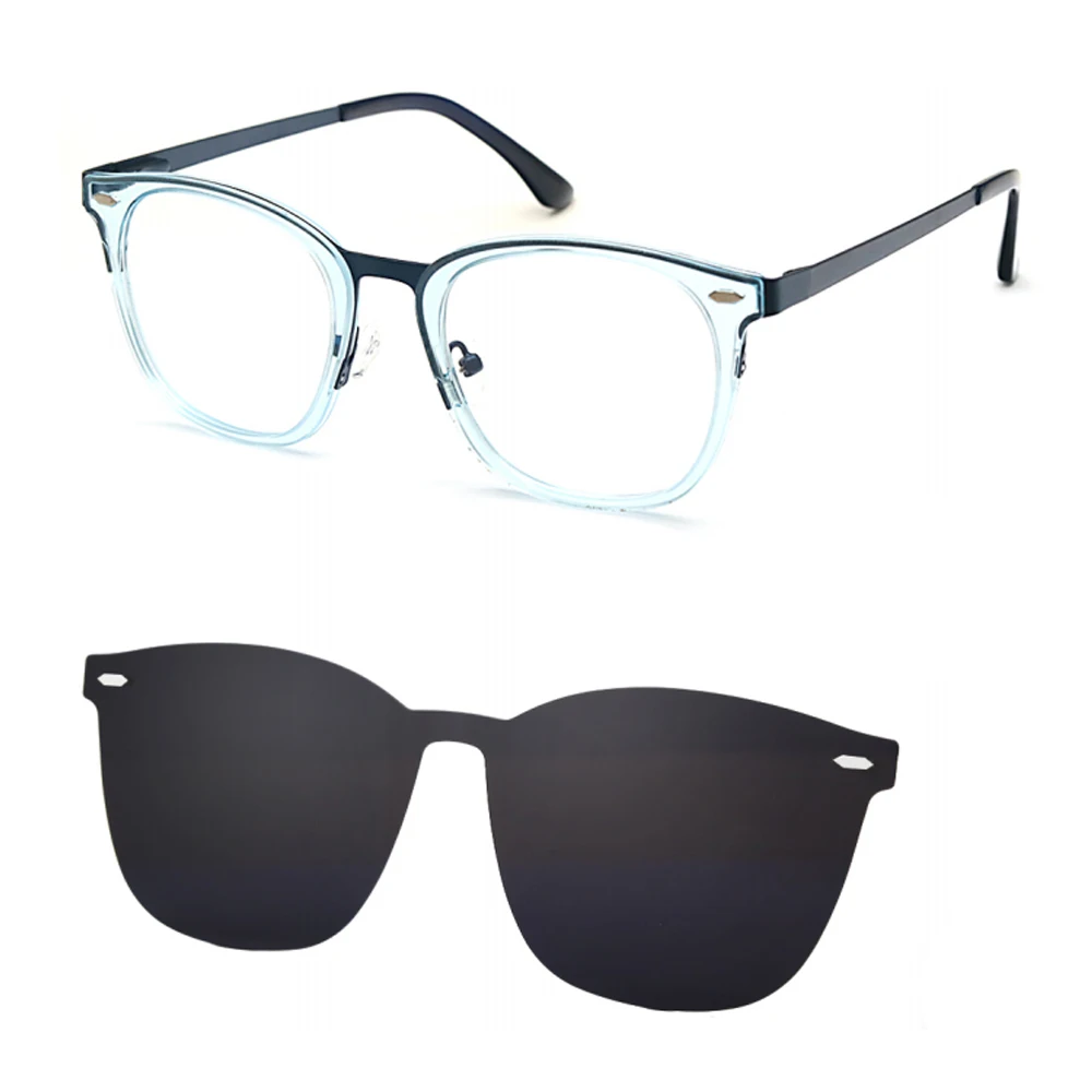Magnetic Clip on Sunglasses Round Eyeglasses Polarized UV Protection Retro for Men Women Black TAC Unisex Metal Acetate