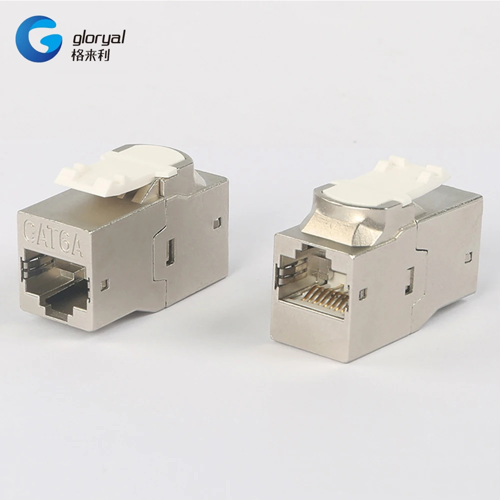 Zinc alloy  Shielded STP CAT7/CAT6A/CAT6 Inline coupler RJ45 female to female 180 degree telecom communication Keystone Jack