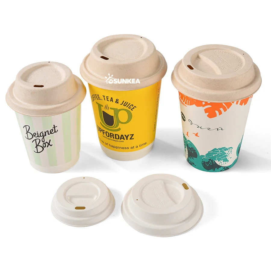 Compostable Bagasse Cup Lid/Sugarcane Lid/ Pulp coffee lid For plastic ban