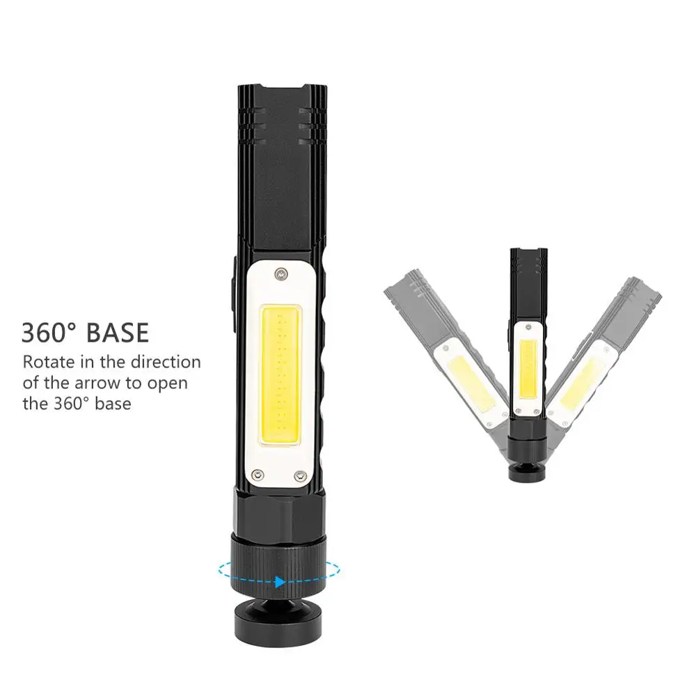WARSUN SQ02 Multi-function Portable pocket Rotate 360 Usb charging led flash light Flashlight inspection light with Pen holder