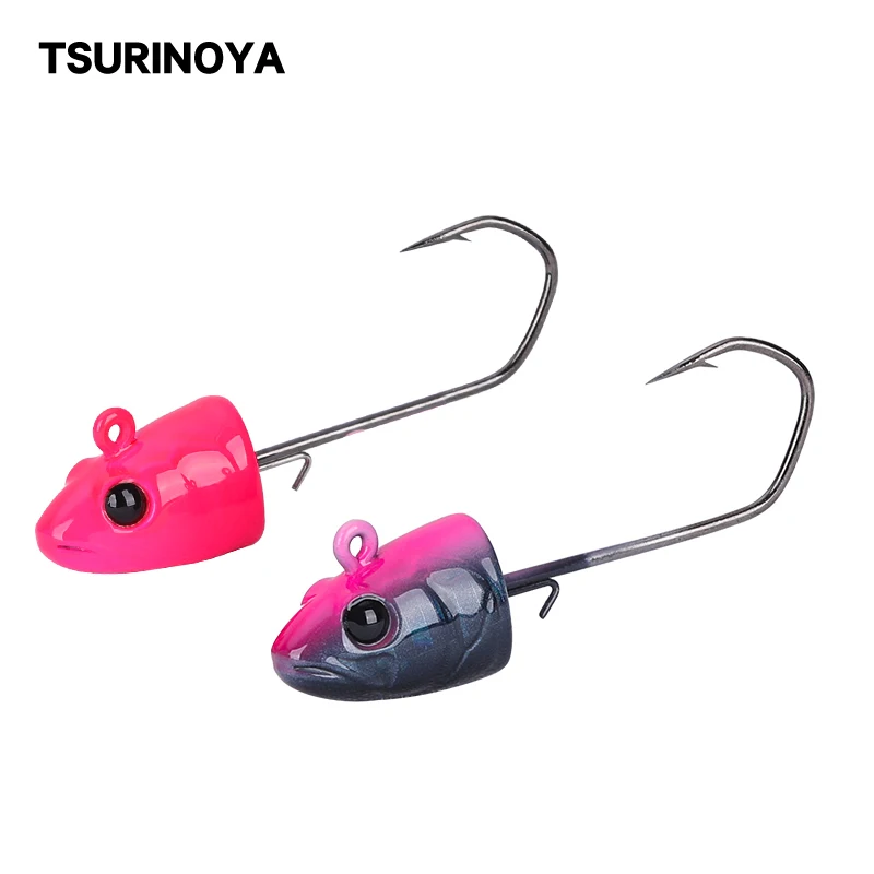TSURINOYA JIG HEAD Hooks 11g 14g Lead Jig Soft Lure Worm Fish shaped Crank Fishing Hook Sea Bass Jigging Metal Fishing Tackle