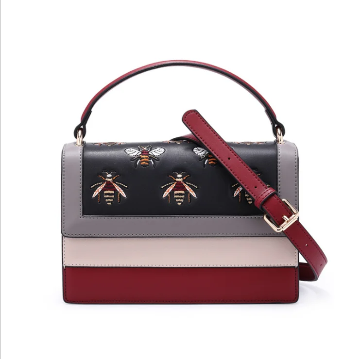 2019 Новинка весны и лета на одно плечо сумка-мессенджер мода в европейском американском стиле с вышитой Пчелой Сумки из натуральной кожи
