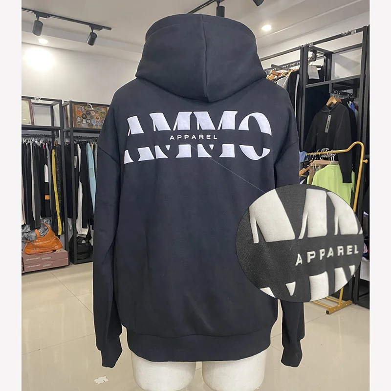 Manufacturer Custom Hoodie 3D Embossed Embroidered Logo Men Ovesizes Cotton Puff Printing Hoodie