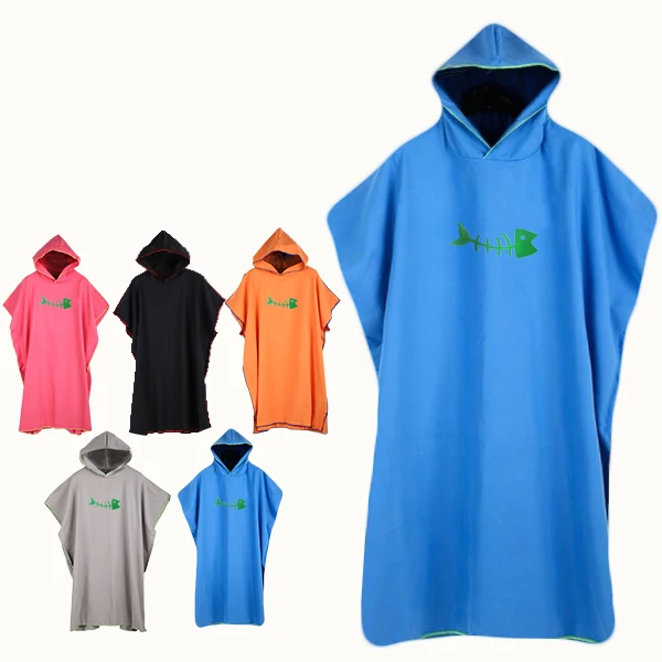 Custom cheap fun microfiber hooded poncho monogram beach towelling towels robe for adults
