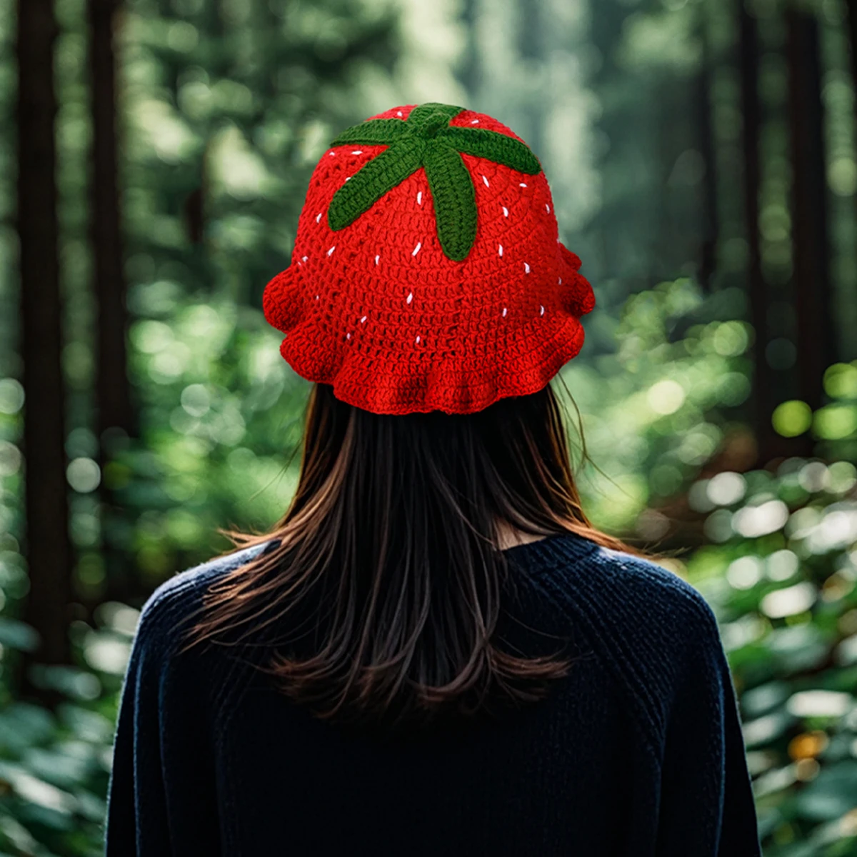 Custom Hand Crochet Fisherman Bucket Hat for Adults Casual Party Wear With Strawberry Pattern Wholesale for Outdoor Travel