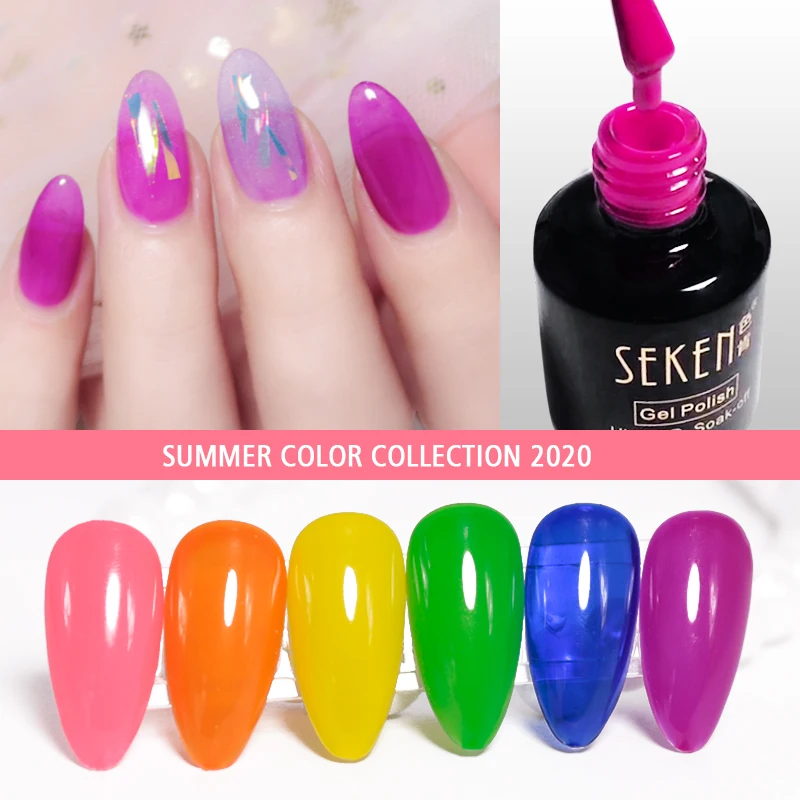 SEKEN 15ml neon color nail polish uv gel natural resin odorless soak off uv gel nail polish for nail salon