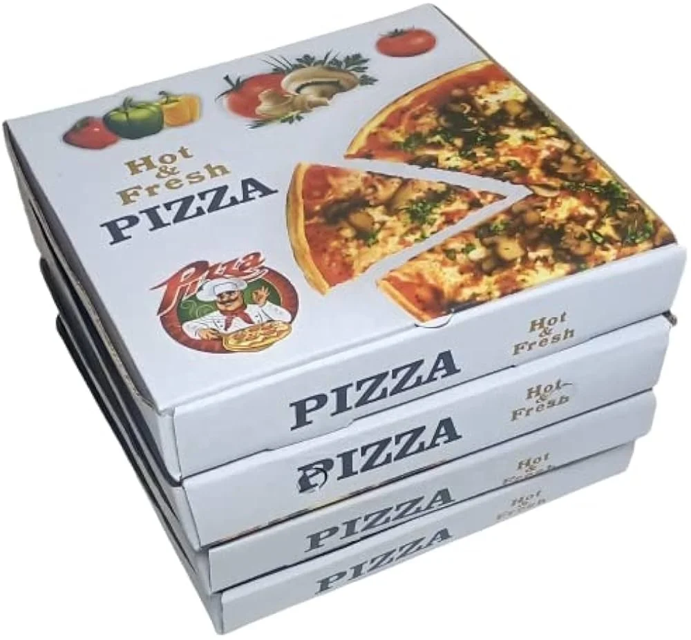 Custom Made 5 7 8 9 10 12 16 20 24 28 32 Inches Corrugated Cardboard Branded Pizza-Box White Pizza Packaging Paper Box For Food