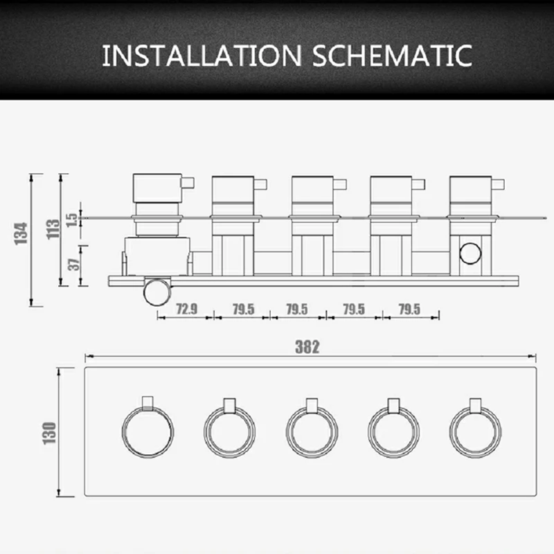 4 Function Shower Diverter Valve High Water Flow Contemporary Cold and Hot 5 Handles Brass Chrome Shower Valve