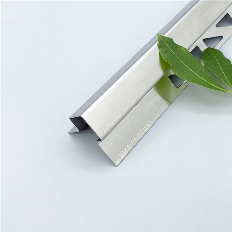 SMAProfiles OEM Acceptable Silver Brushed stainless steel inlay strips profile Metal Tile Trim with holes