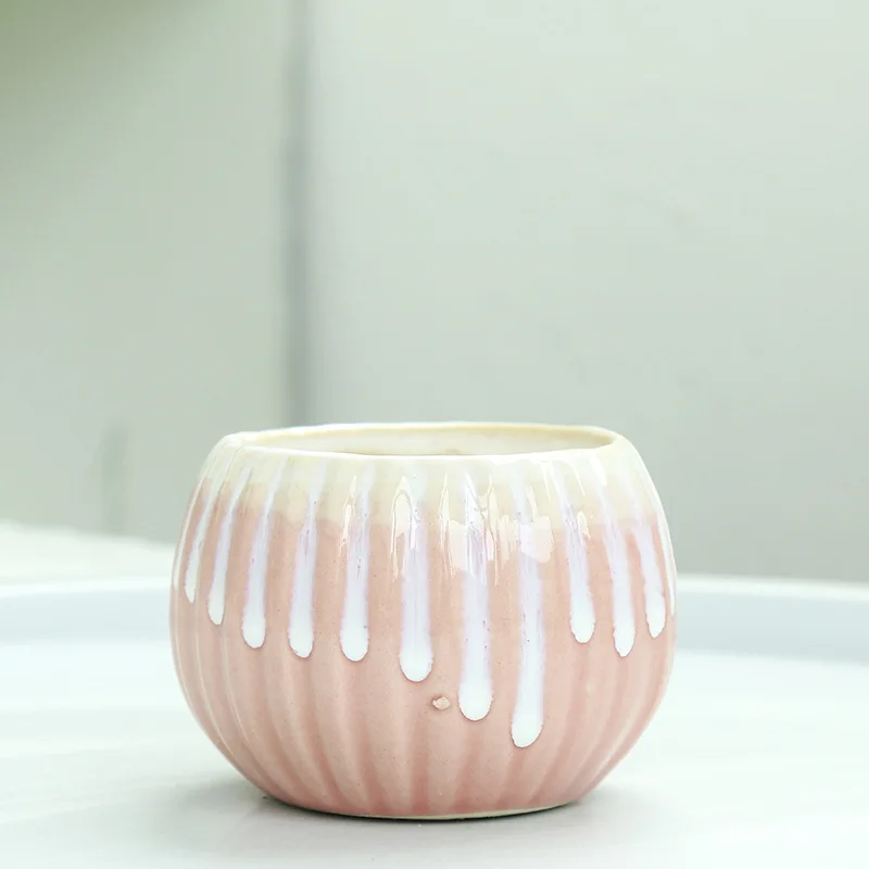 High Value Five Colors Optional Minimalist Style Customized Logo Acceptable Ceramic Flower Pot