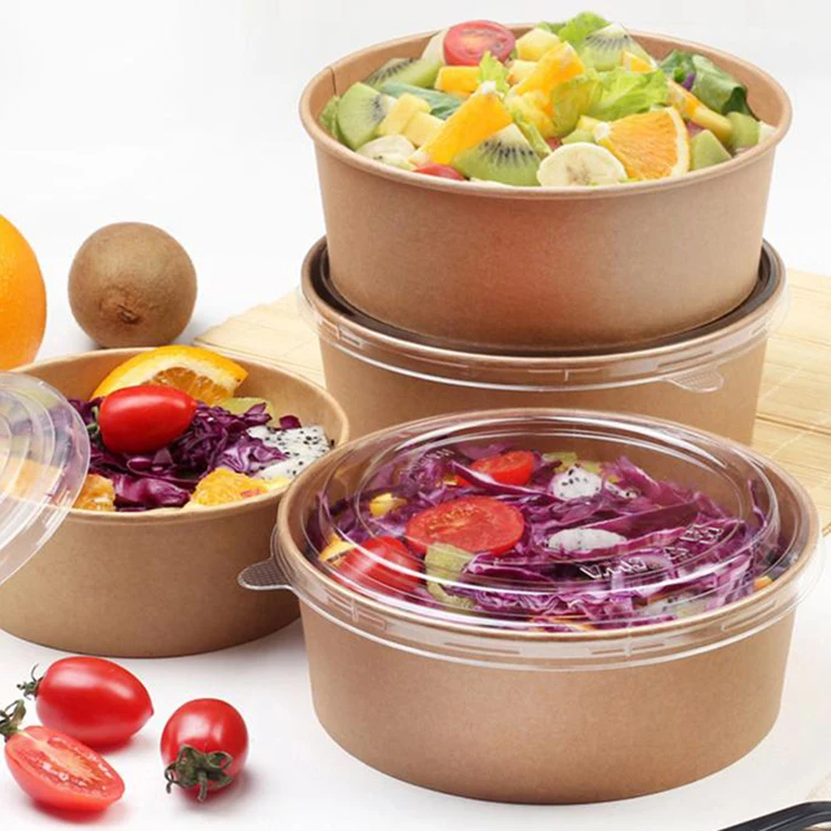 Экологически чистый биоразлагаемый контейнер для еды, одноразовый контейнер для еды из крафт-бумаги