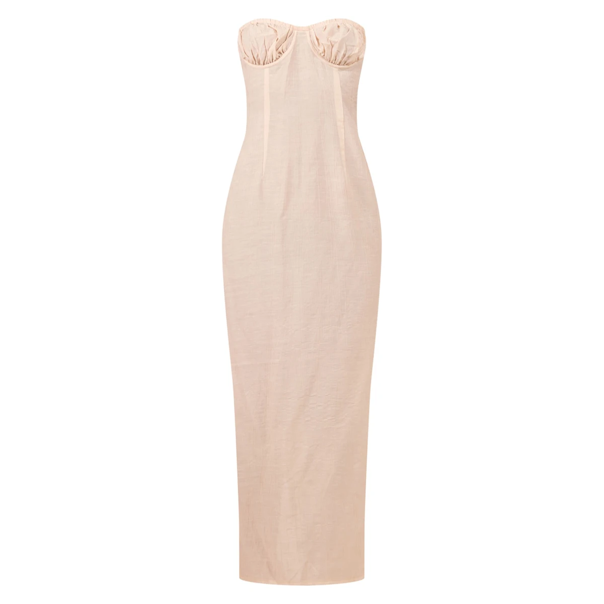 Women Dress Factory Customized Naked Texture Transparent Lace up Inner Bottom Midi Dress