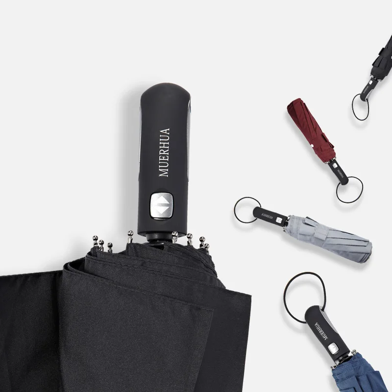 Compact Solid Color Auto Open and Close Logo printing fold umbrella custom waterproof fabric travel automatic umbrella