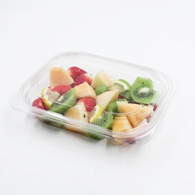 Disposable rectangle Plastic Fruit Salad Container Take away Packaging PET Vegetable salad Box