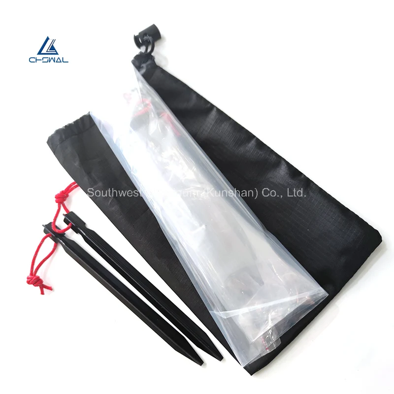 Custom aluminum tent stakes with fabric bag and logo printed