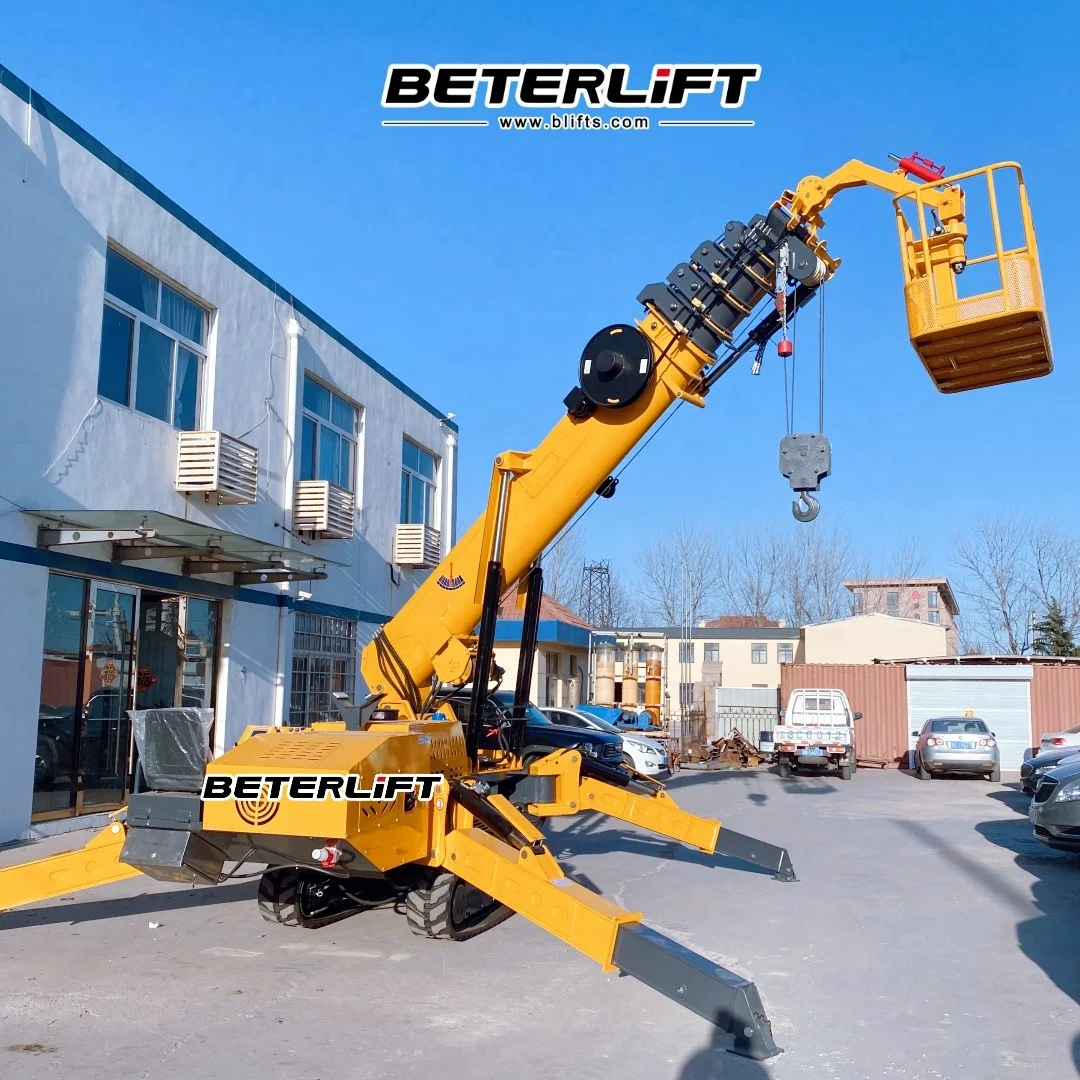 Portable Small Hydraulic Flying Jib Crane Space Crawler Folding Mini Spider Crane with Multiple Specification Work Platforms