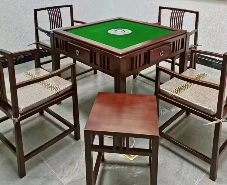 High-quality home entertainment four-person solid wood mahjong table and dining table dual-use