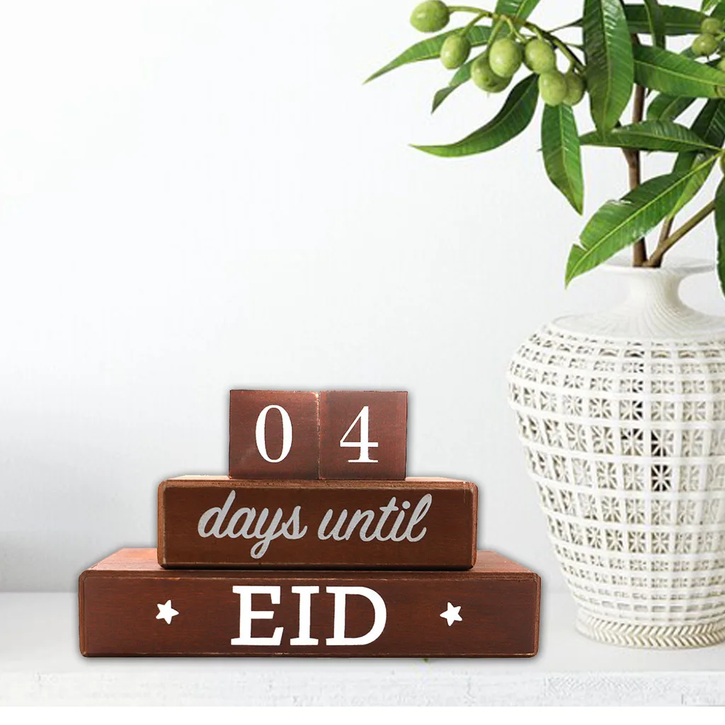 Ramadan Home Table Decoration Bamboo Countdown Desk Calendar Ornament Wholesale Wooden Eid Mubarak Decorations Calendar