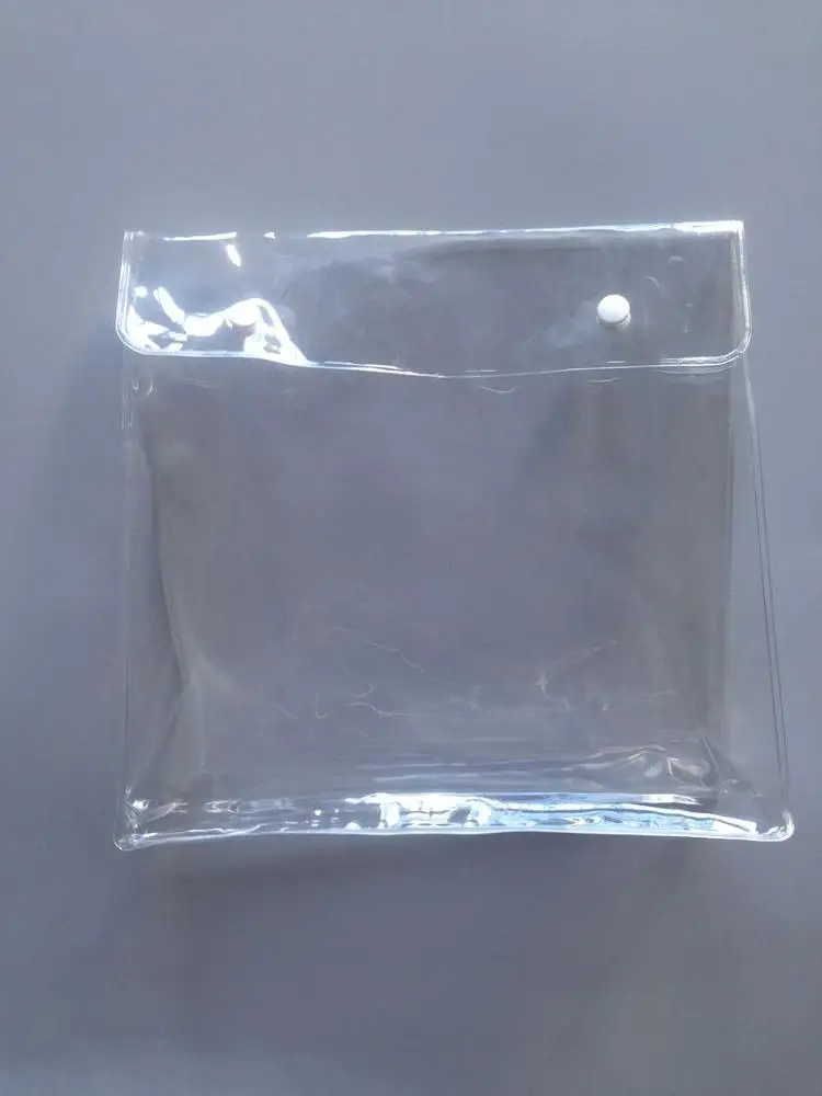 Nice price clear pvc plastic bag with snap button