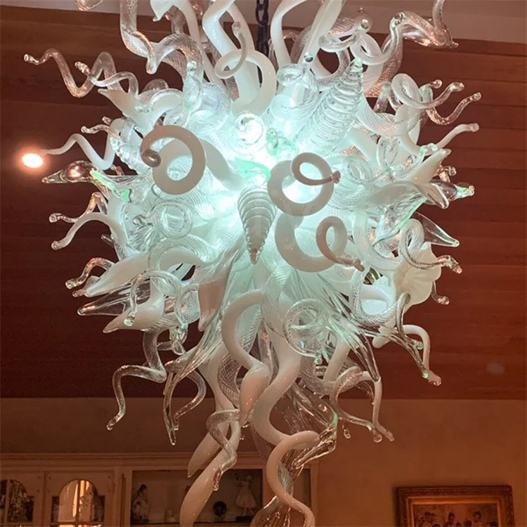 100cm fashion white and clear murano glass chandelier modern style