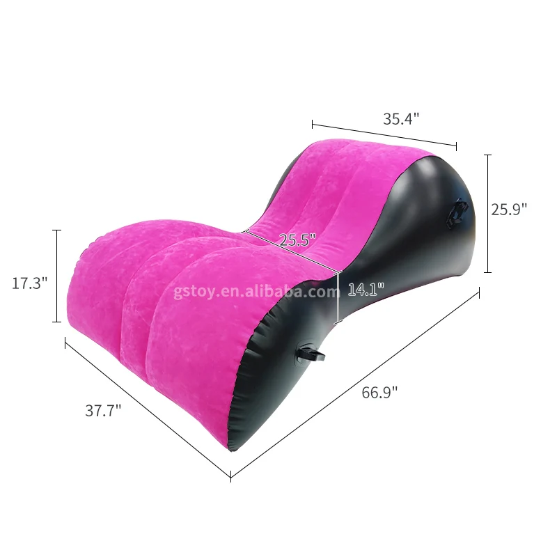PVC flocked lover sexy air bed sofa blow up S shaped lounger inflatable love sofa