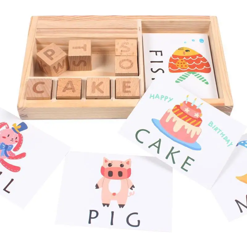 High quality gift children enlightenment early education Montessori  Building blocks word spell learning card toys For kids