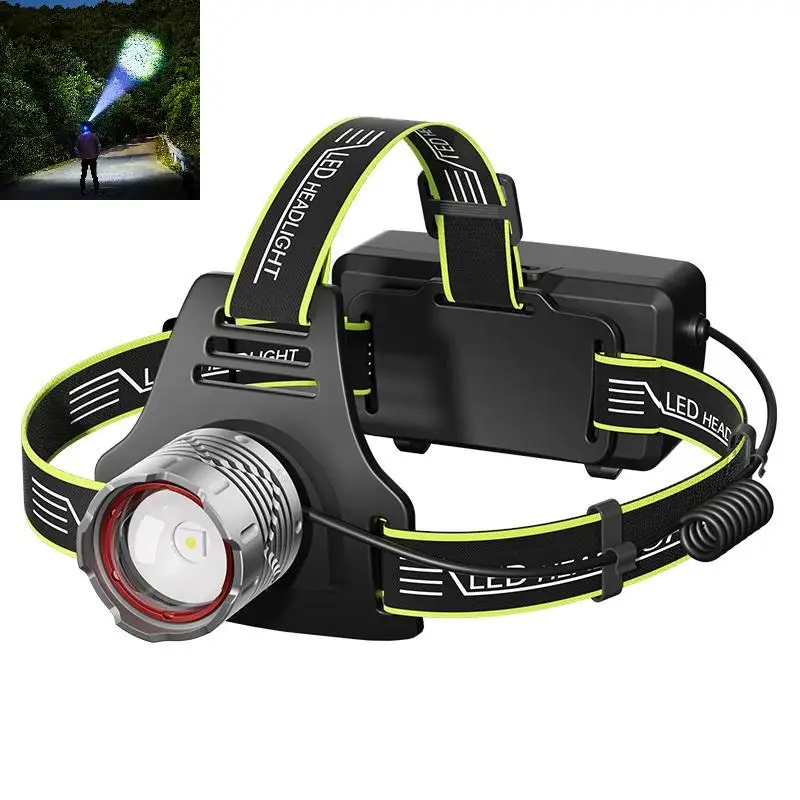 Powerful 1000 Lumen high power white lazer wick head lamp Waterproof head torch Led Rechargeable Zoom Headlamp