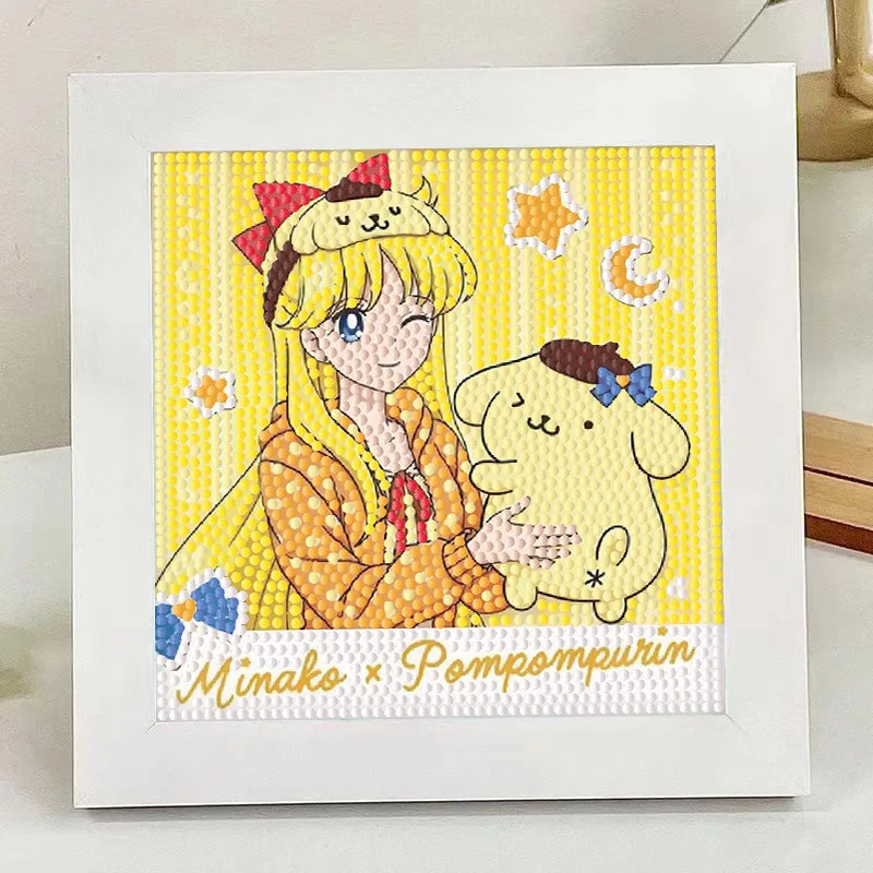 Cartoon Cute Sanrio Kuromi Kitty Melody Cinnamoroll 5D DIY Diamond Painting With Frame Decoration Home Wall DIY Diamond Painting