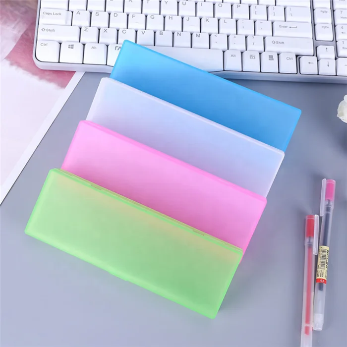 simple half translucent frosted plastic pen pencil case for school