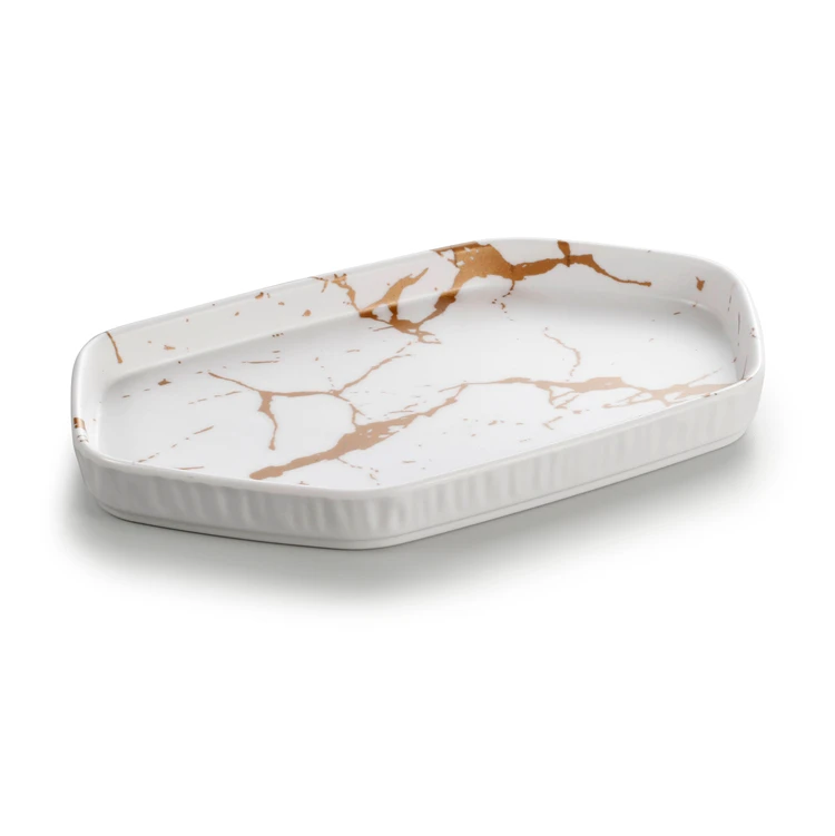 wholesale price white melamine restaurant serving marble tray