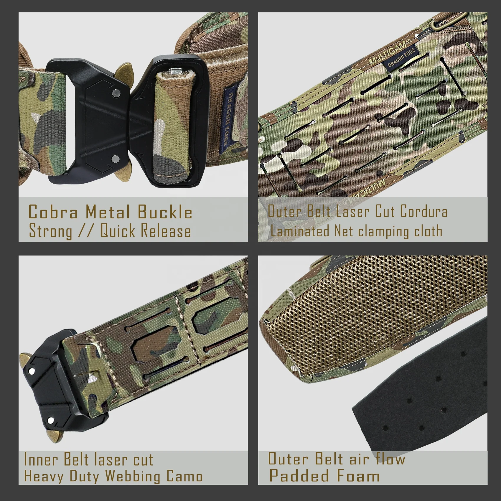 SPARK TAC outdoor modular molle light weight waist belt combat tactical belts